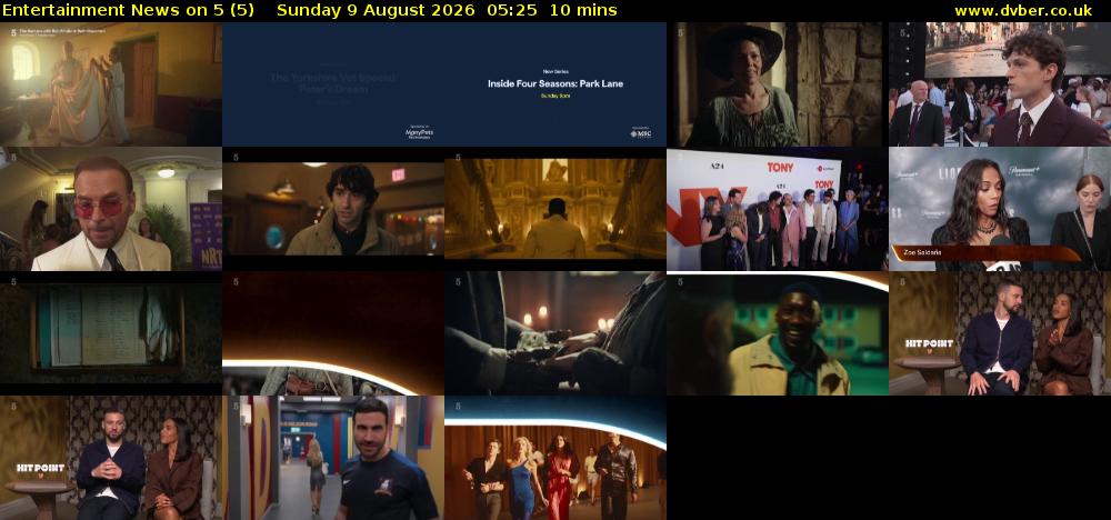 Entertainment News on 5 (5) Sunday 9 August 2026 05:25 - 05:35