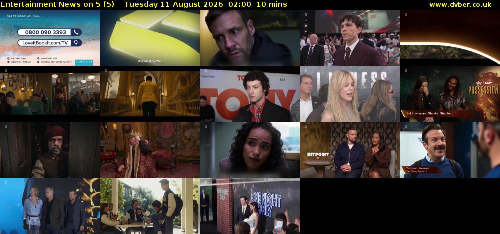 Entertainment News on 5 (5) Tuesday 11 August 2026 02:00 - 02:10