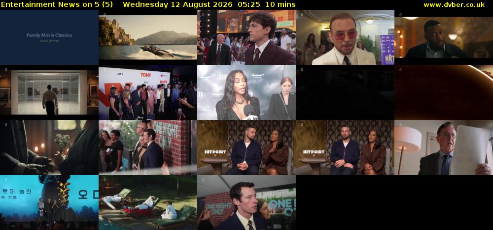 Entertainment News on 5 (5) Wednesday 12 August 2026 05:25 - 05:35