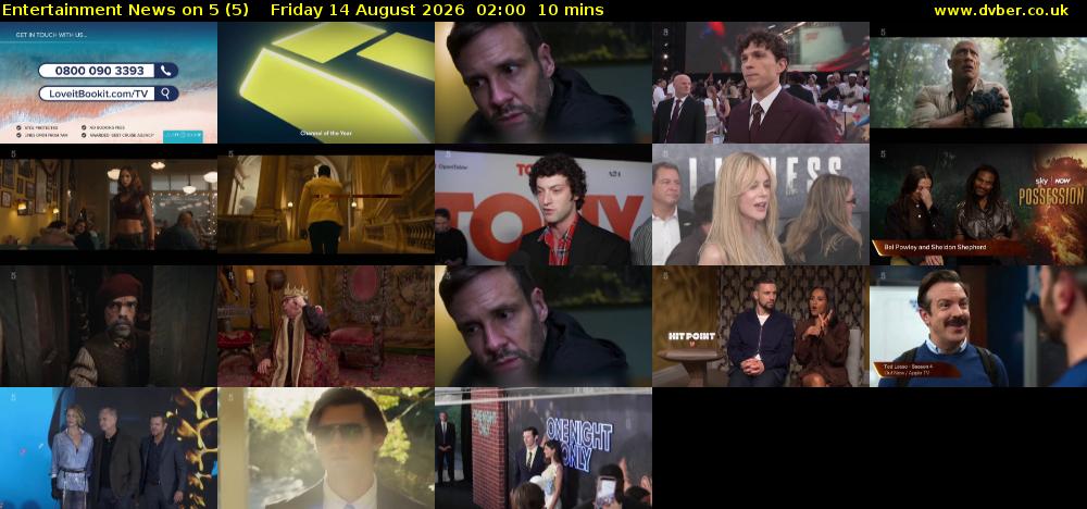 Entertainment News on 5 (5) Friday 14 August 2026 02:00 - 02:10