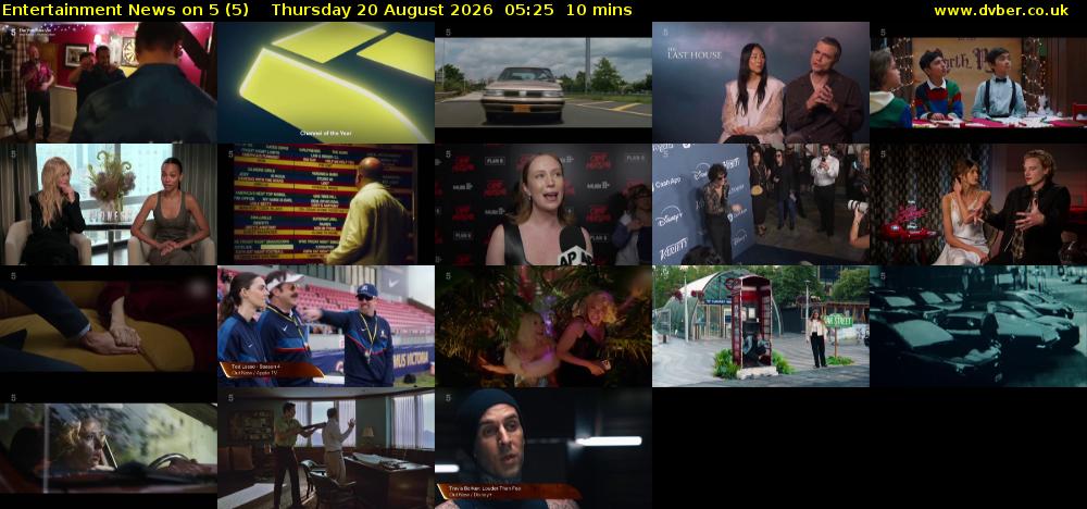 Entertainment News on 5 (5) Thursday 20 August 2026 05:25 - 05:35
