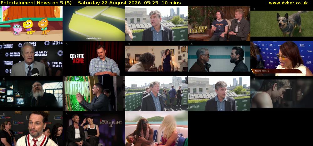 Entertainment News on 5 (5) Saturday 22 August 2026 05:25 - 05:35