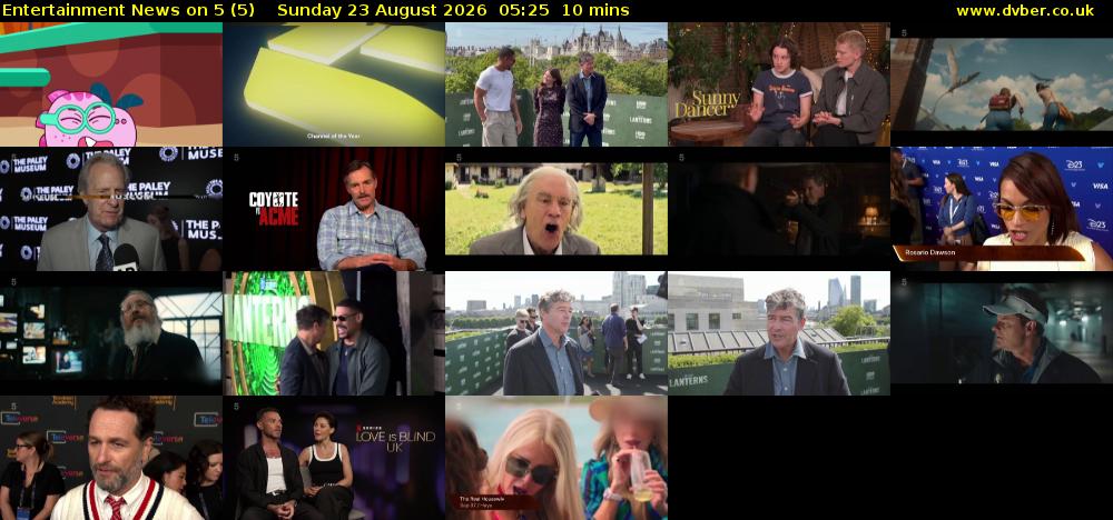 Entertainment News on 5 (5) Sunday 23 August 2026 05:25 - 05:35