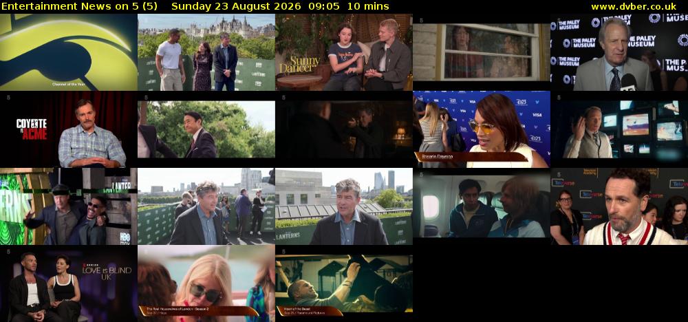 Entertainment News on 5 (5) Sunday 23 August 2026 09:05 - 09:15