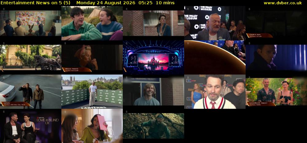 Entertainment News on 5 (5) Monday 24 August 2026 05:25 - 05:35