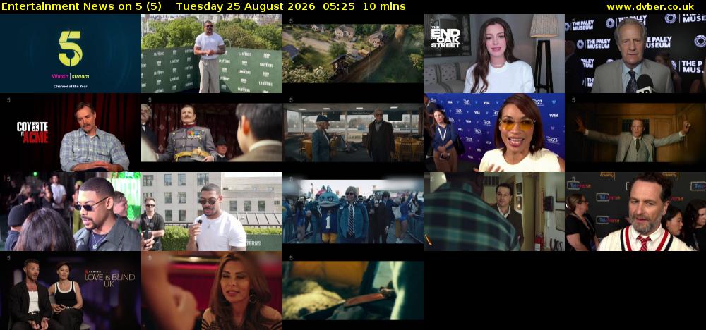 Entertainment News on 5 (5) Tuesday 25 August 2026 05:25 - 05:35