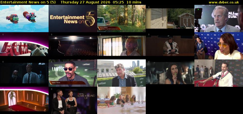 Entertainment News on 5 (5) Thursday 27 August 2026 05:25 - 05:35