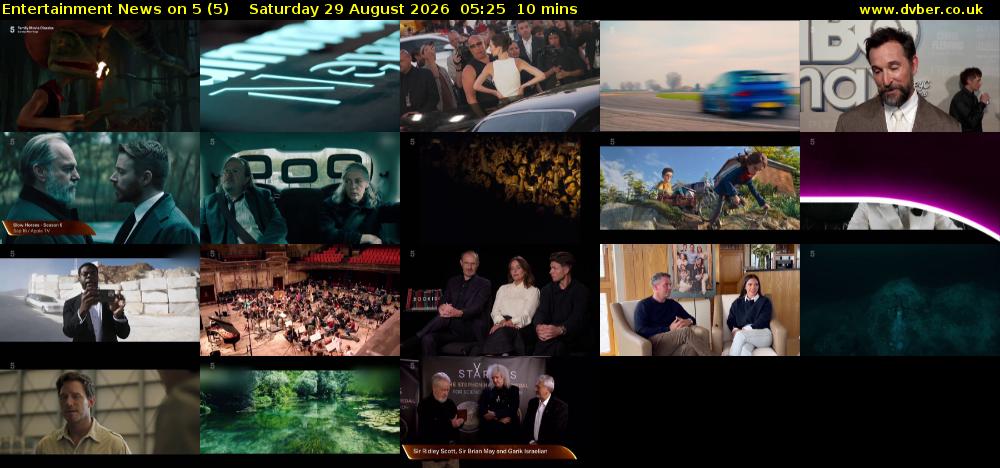 Entertainment News on 5 (5) Saturday 29 August 2026 05:25 - 05:35