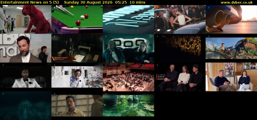 Entertainment News on 5 (5) Sunday 30 August 2026 05:25 - 05:35