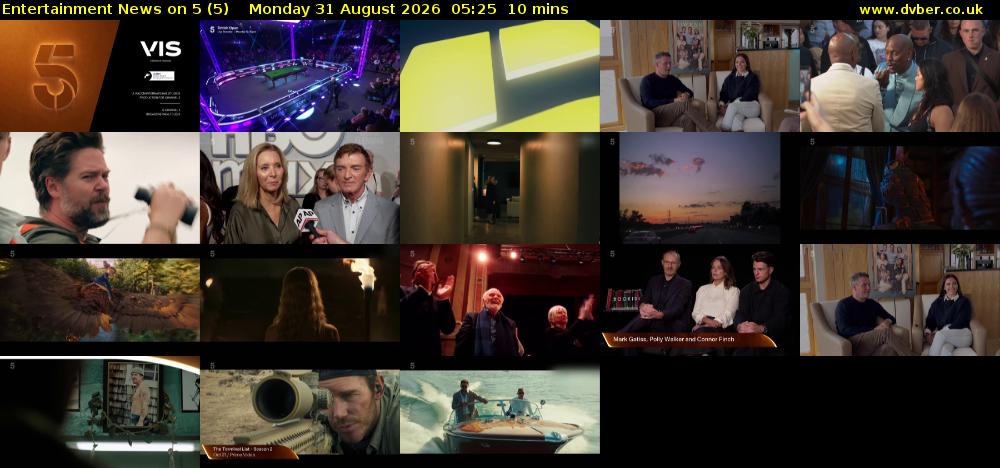 Entertainment News on 5 (5) Monday 31 August 2026 05:25 - 05:35