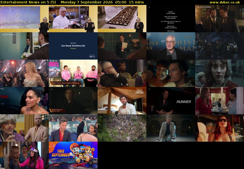 Entertainment News on 5 (5) Monday 7 September 2026 05:00 - 05:15