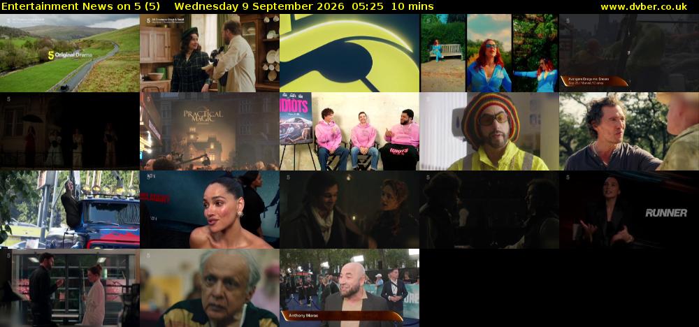 Entertainment News on 5 (5) Wednesday 9 September 2026 05:25 - 05:35