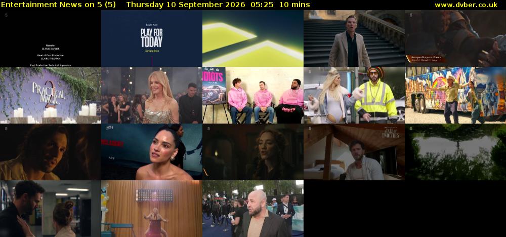 Entertainment News on 5 (5) Thursday 10 September 2026 05:25 - 05:35