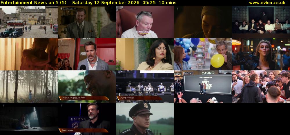 Entertainment News on 5 (5) Saturday 12 September 2026 05:25 - 05:35