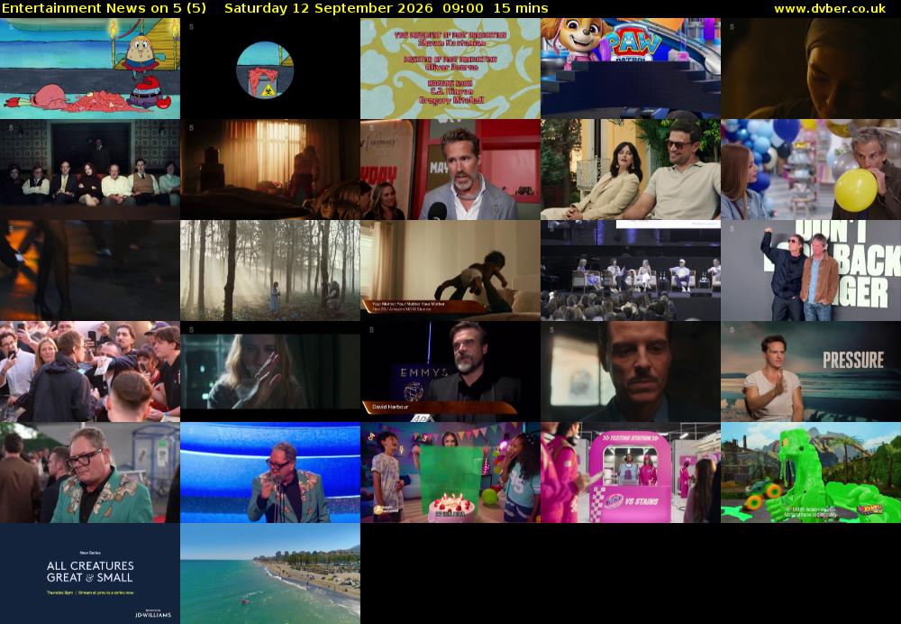 Entertainment News on 5 (5) Saturday 12 September 2026 09:00 - 09:15