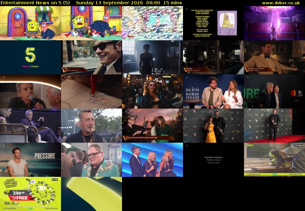 Entertainment News on 5 (5) Sunday 13 September 2026 09:00 - 09:15