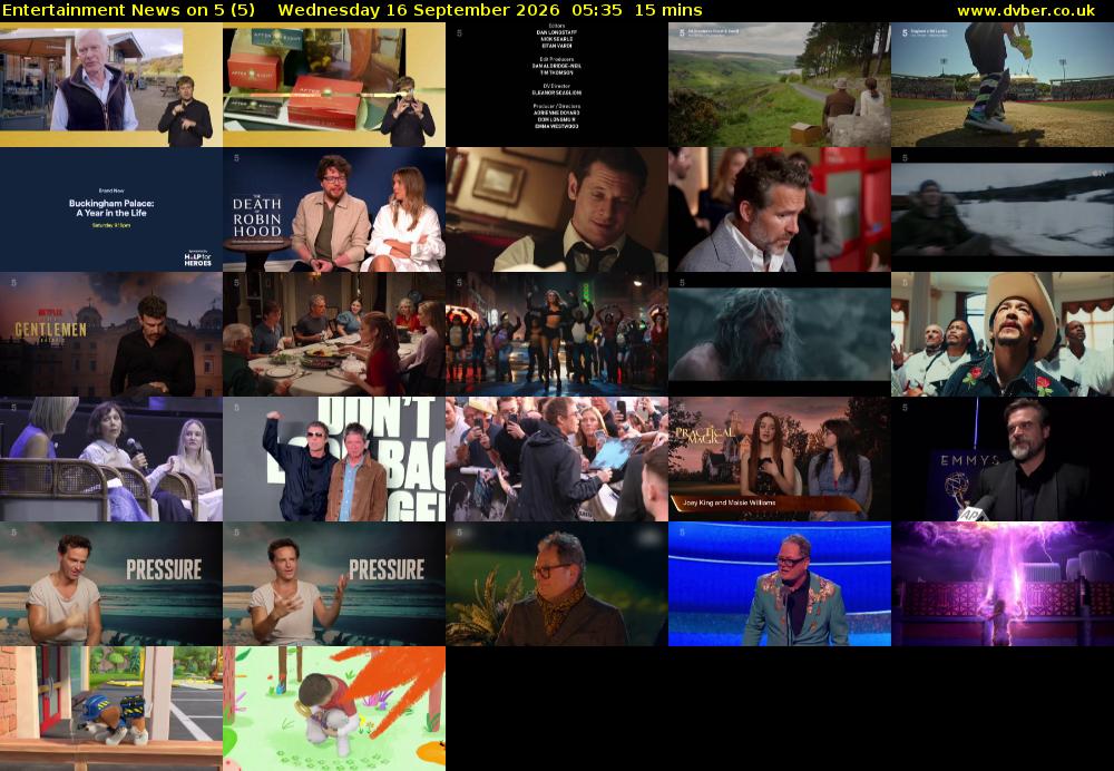 Entertainment News on 5 (5) Wednesday 16 September 2026 05:35 - 05:50