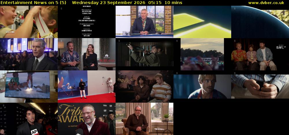 Entertainment News on 5 (5) Wednesday 23 September 2026 05:15 - 05:25