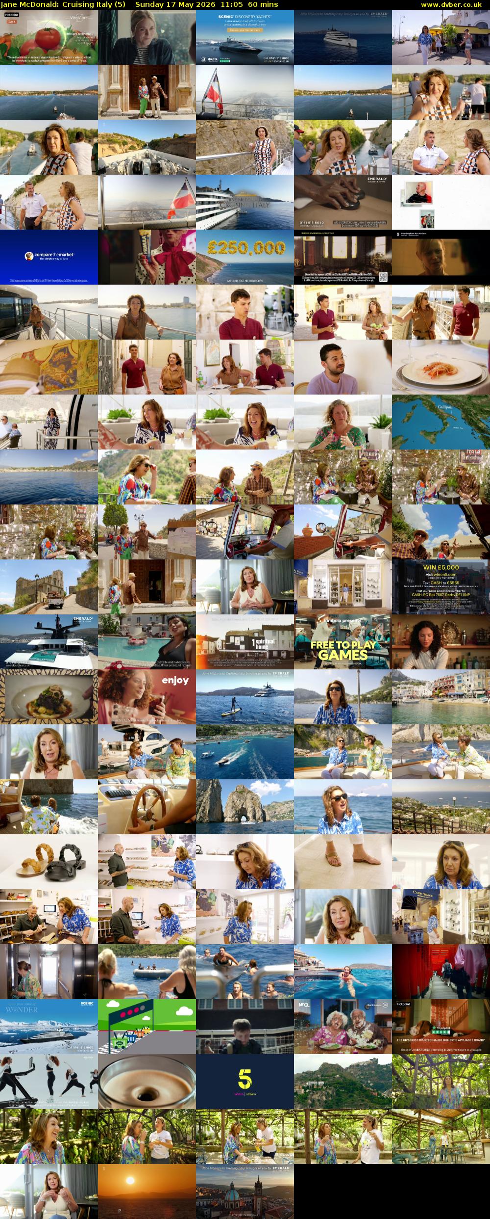 Jane McDonald: Cruising Italy (5) Sunday 17 May 2026 11:05 - 12:05