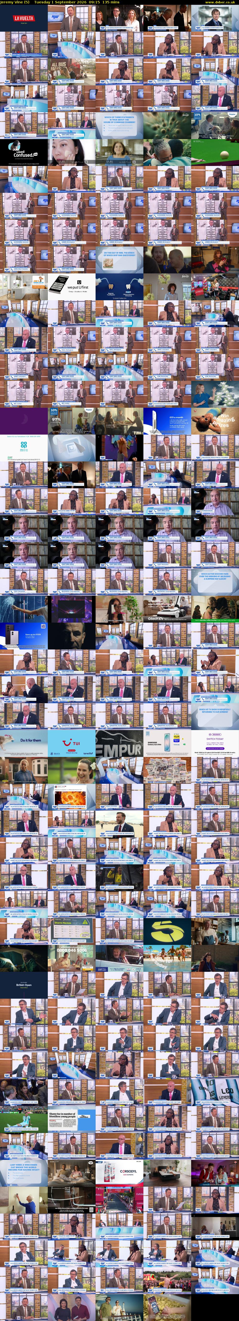 Jeremy Vine (5) Tuesday 1 September 2026 09:15 - 11:30