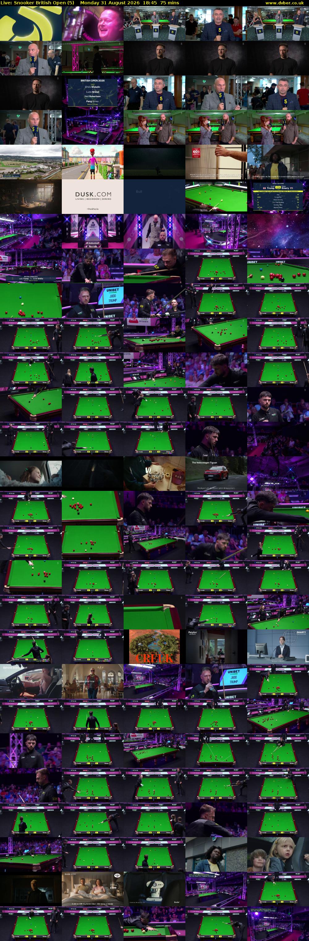 Live: Snooker British Open (5) Monday 31 August 2026 18:45 - 20:00
