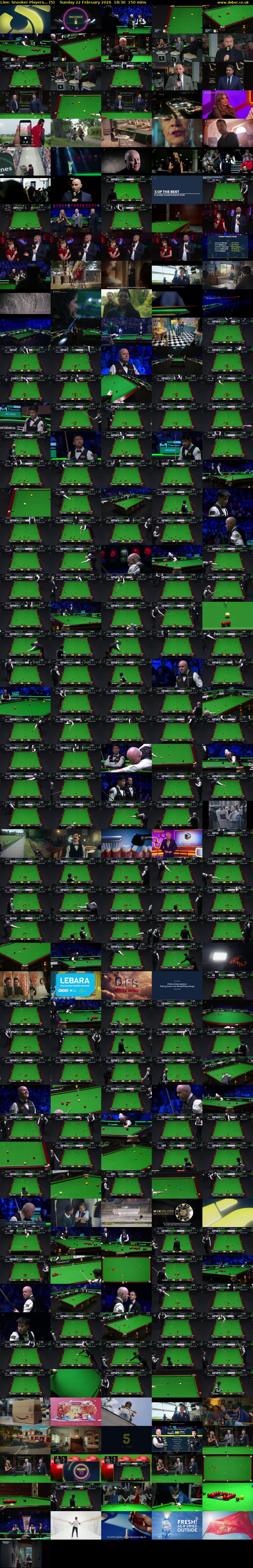 Live: Snooker Players... (5) Sunday 22 February 2026 18:30 - 21:00