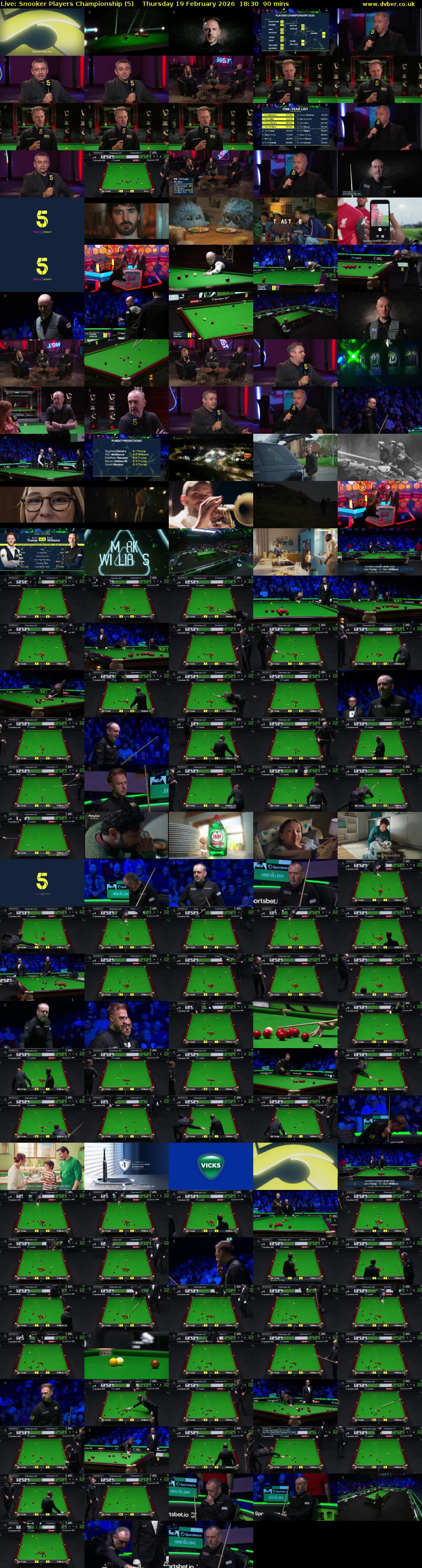 Live: Snooker Players Championship (5) Thursday 19 February 2026 18:30 - 20:00