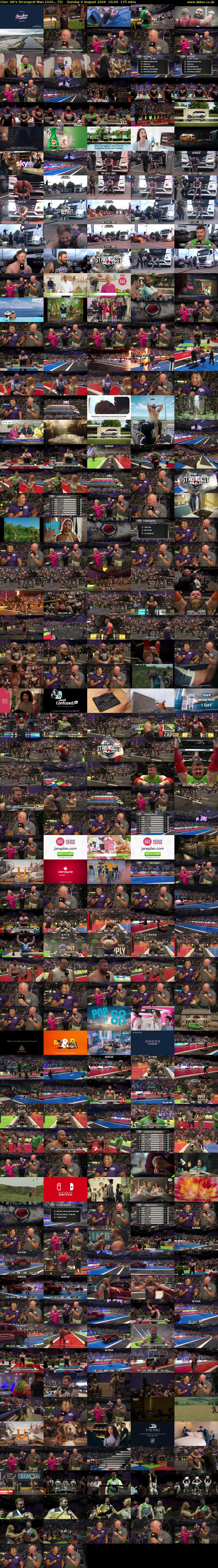 Live: UK's Strongest Man 2026... (5) Sunday 9 August 2026 16:00 - 18:55