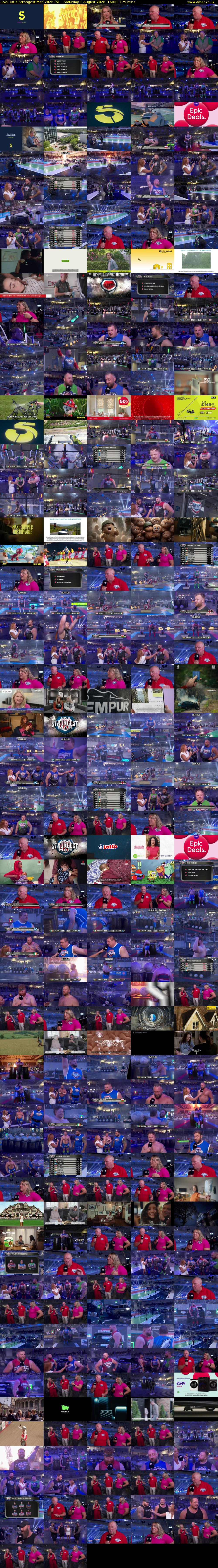 Live: UK's Strongest Man 2026 (5) Saturday 1 August 2026 16:00 - 18:55