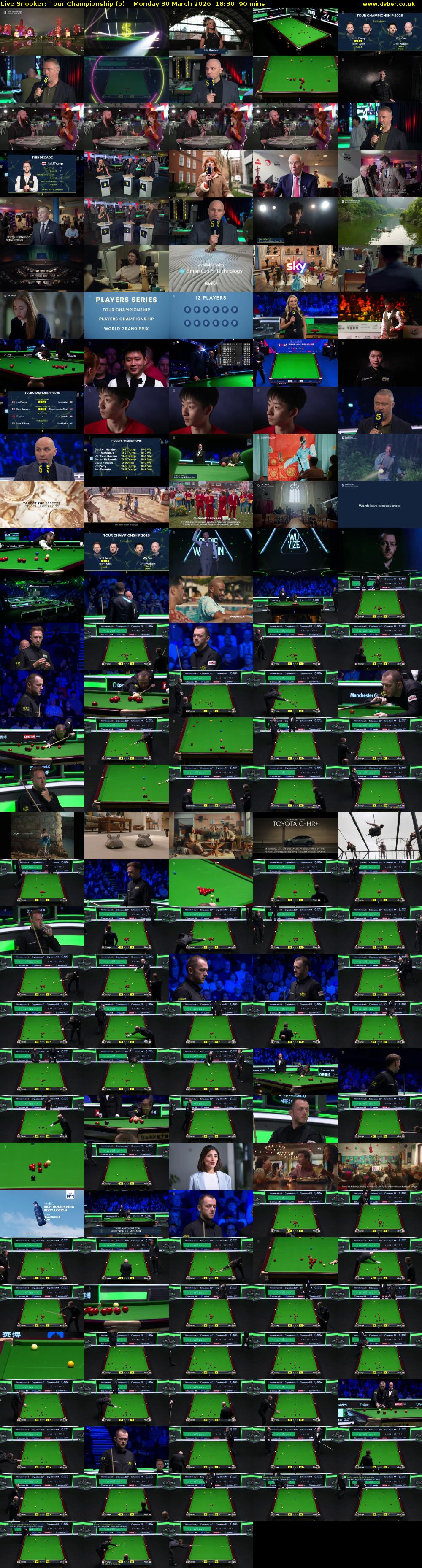 Live Snooker: Tour Championship (5) Monday 30 March 2026 18:30 - 20:00