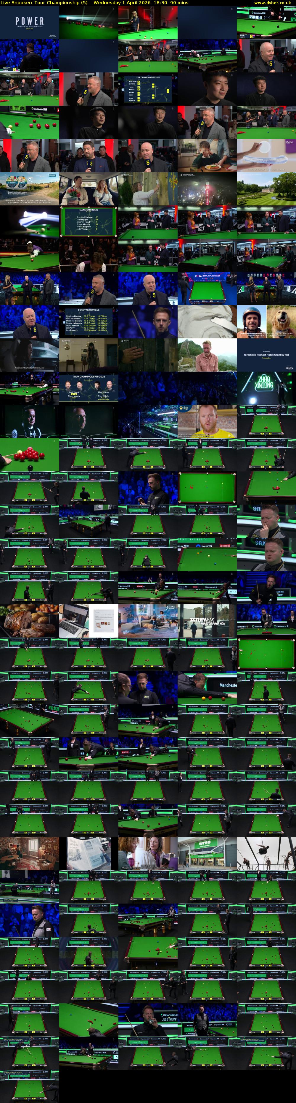 Live Snooker: Tour Championship (5) Wednesday 1 April 2026 18:30 - 20:00