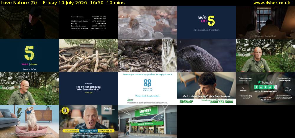 Love Nature (5) Friday 10 July 2026 16:50 - 17:00