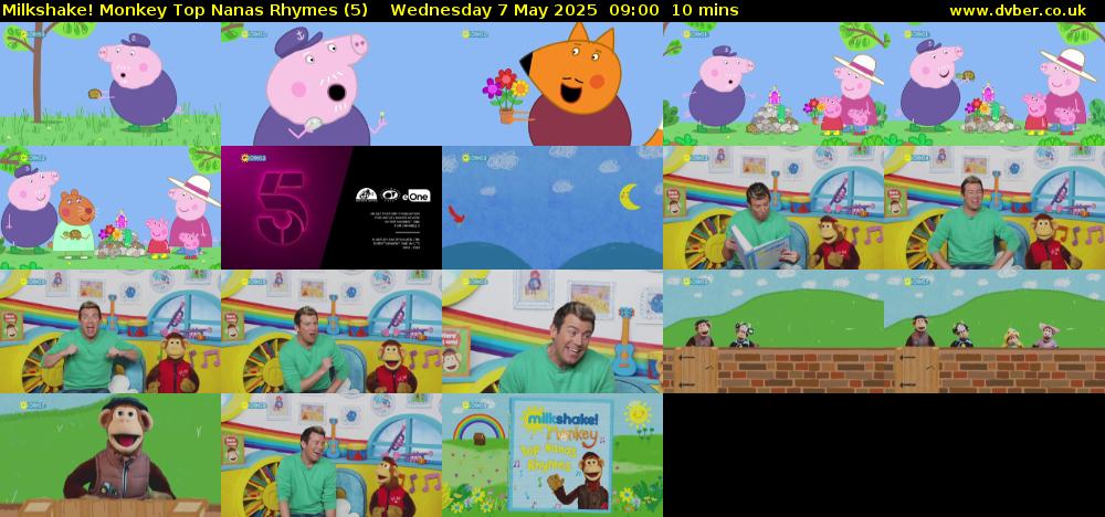 Milkshake! Monkey Top Nanas Rhymes (5) Wednesday 7 May 2025 09:00 - 09:10