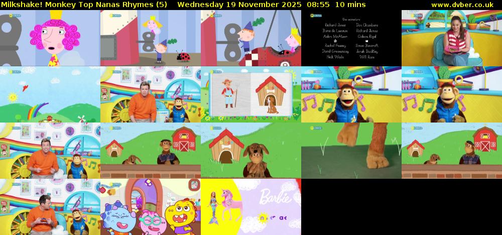 Milkshake! Monkey Top Nanas Rhymes (5) Wednesday 19 November 2025 08:55 - 09:05