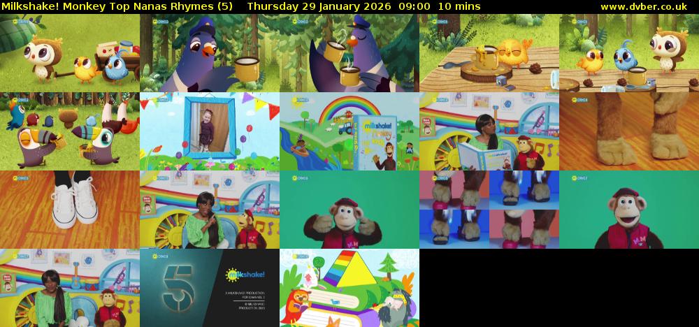 Milkshake! Monkey Top Nanas Rhymes (5) Thursday 29 January 2026 09:00 - 09:10