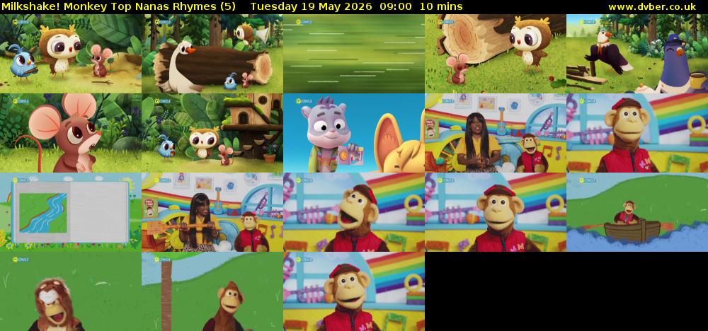 Milkshake! Monkey Top Nanas Rhymes (5) Tuesday 19 May 2026 09:00 - 09:10