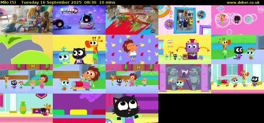 Milo (5) Tuesday 16 September 2025 08:30 - 08:40