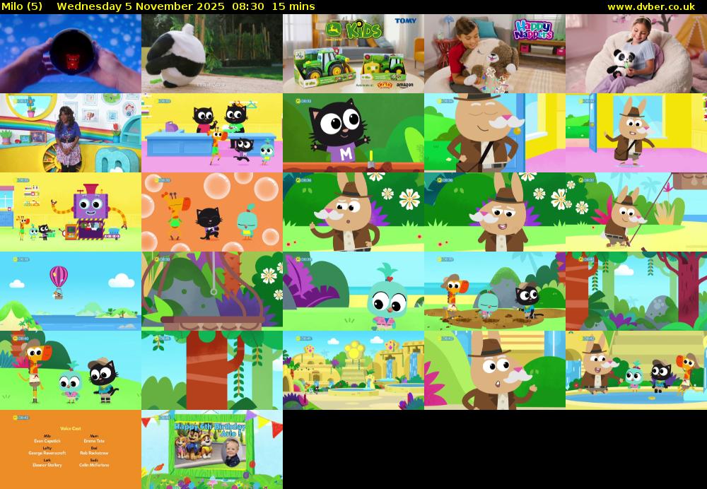 Milo (5) Wednesday 5 November 2025 08:30 - 08:45