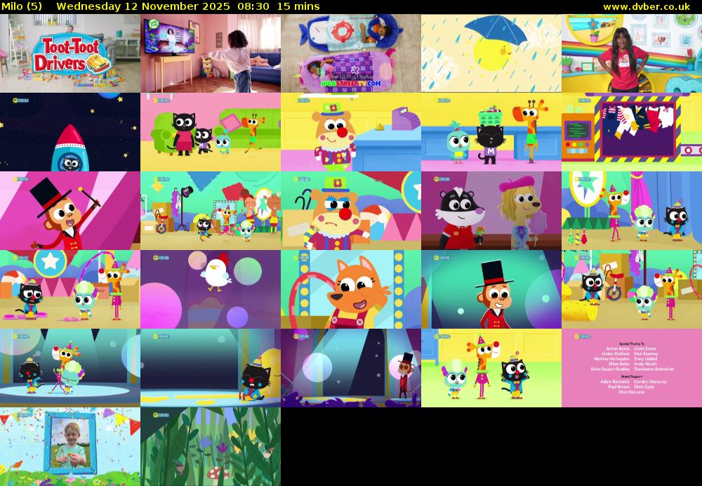 Milo (5) Wednesday 12 November 2025 08:30 - 08:45