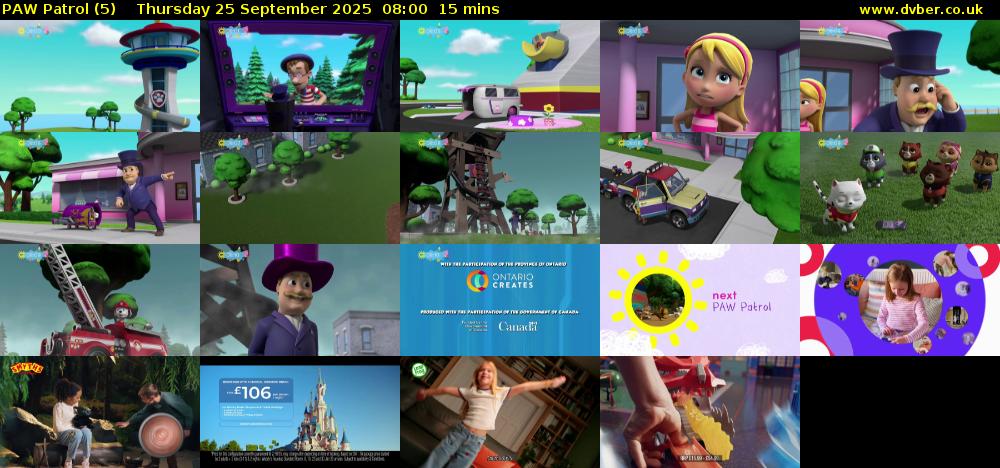 PAW Patrol (5) Thursday 25 September 2025 08:00 - 08:15