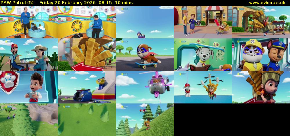 PAW Patrol (5) Friday 20 February 2026 08:15 - 08:25