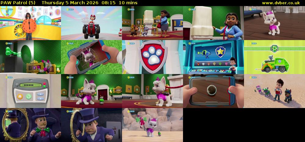 PAW Patrol (5) Thursday 5 March 2026 08:15 - 08:25