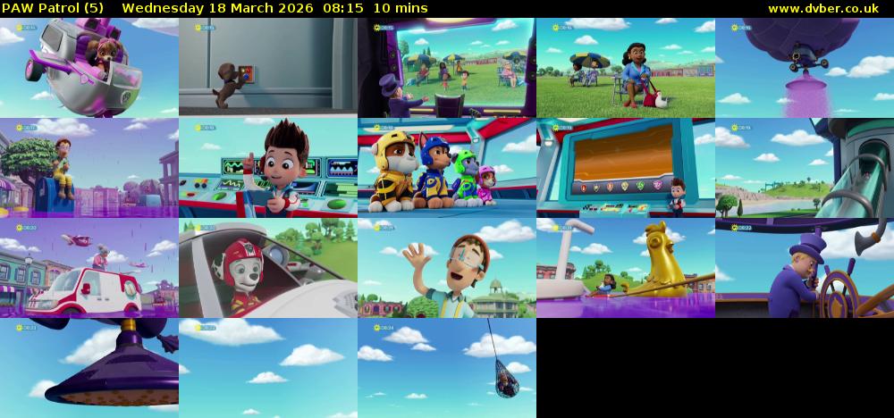 PAW Patrol (5) Wednesday 18 March 2026 08:15 - 08:25