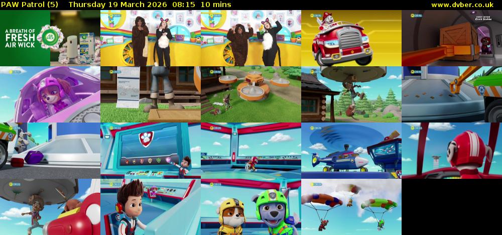 PAW Patrol (5) Thursday 19 March 2026 08:15 - 08:25