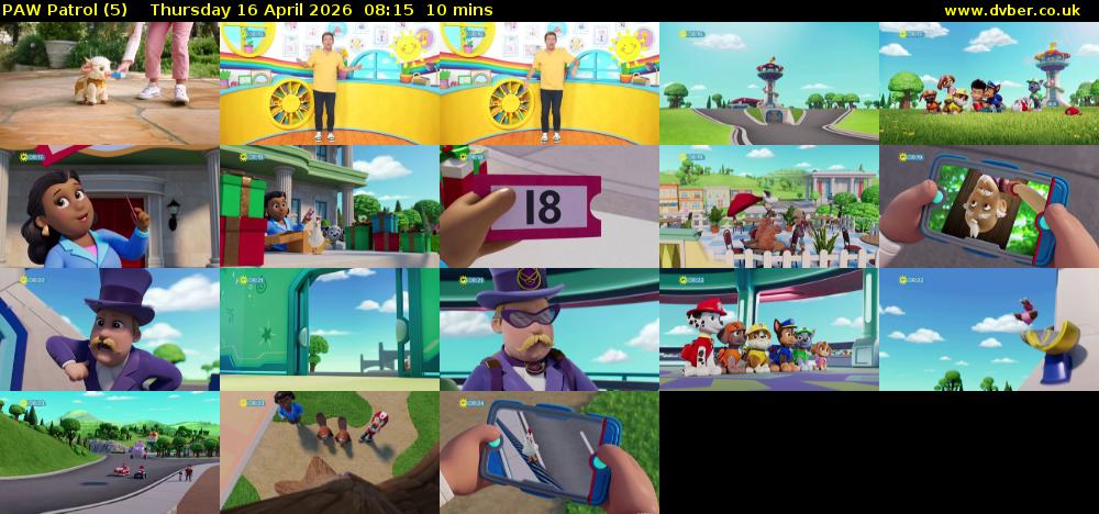 PAW Patrol (5) Thursday 16 April 2026 08:15 - 08:25