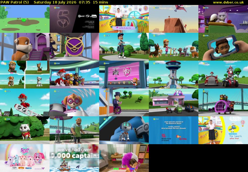 PAW Patrol (5) Saturday 18 July 2026 07:35 - 07:50