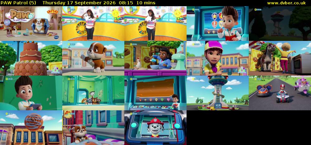 PAW Patrol (5) Thursday 17 September 2026 08:15 - 08:25