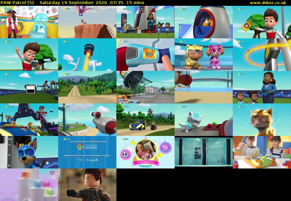 PAW Patrol (5) Saturday 19 September 2026 07:35 - 07:50