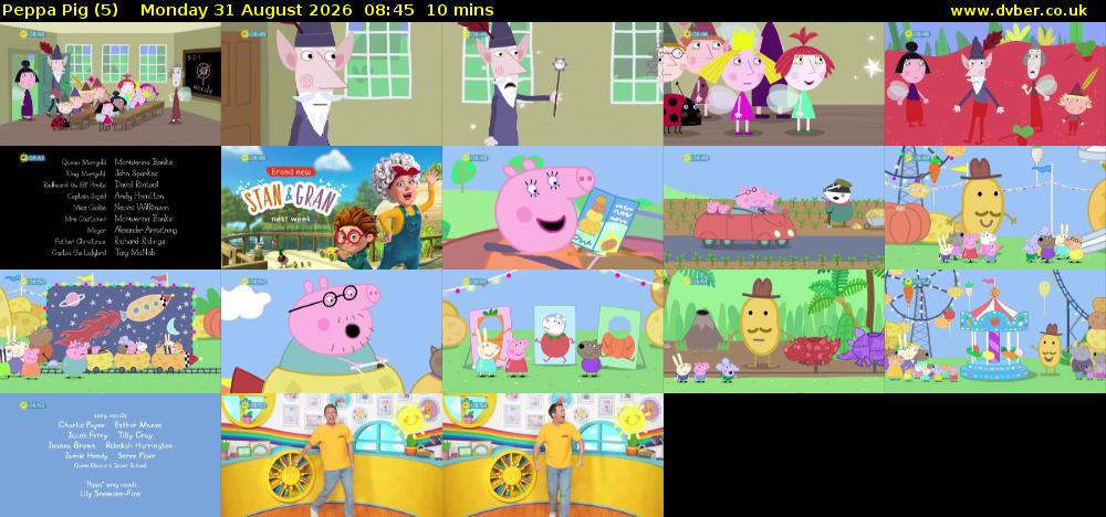 Peppa Pig (5) Monday 31 August 2026 08:45 - 08:55