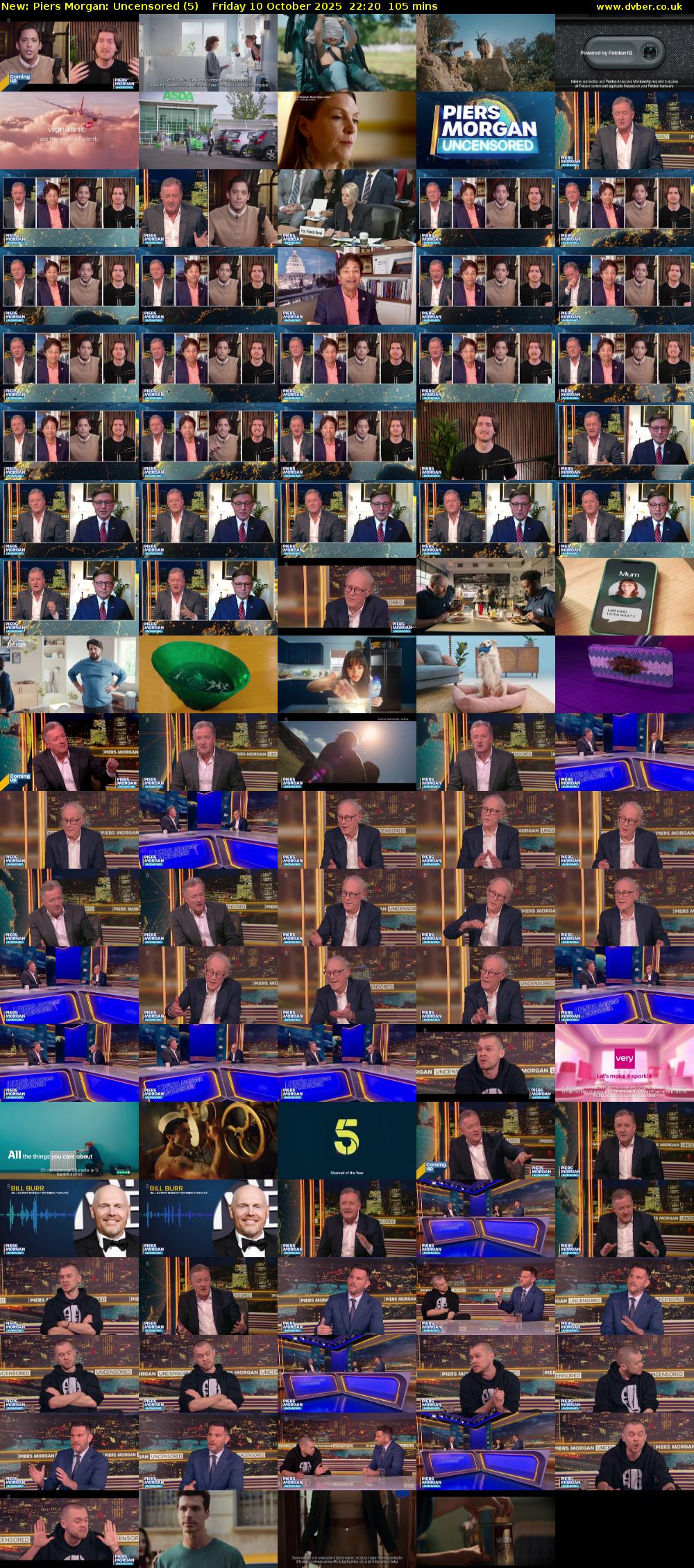 Piers Morgan: Uncensored (5) Friday 10 October 2025 22:20 - 00:05